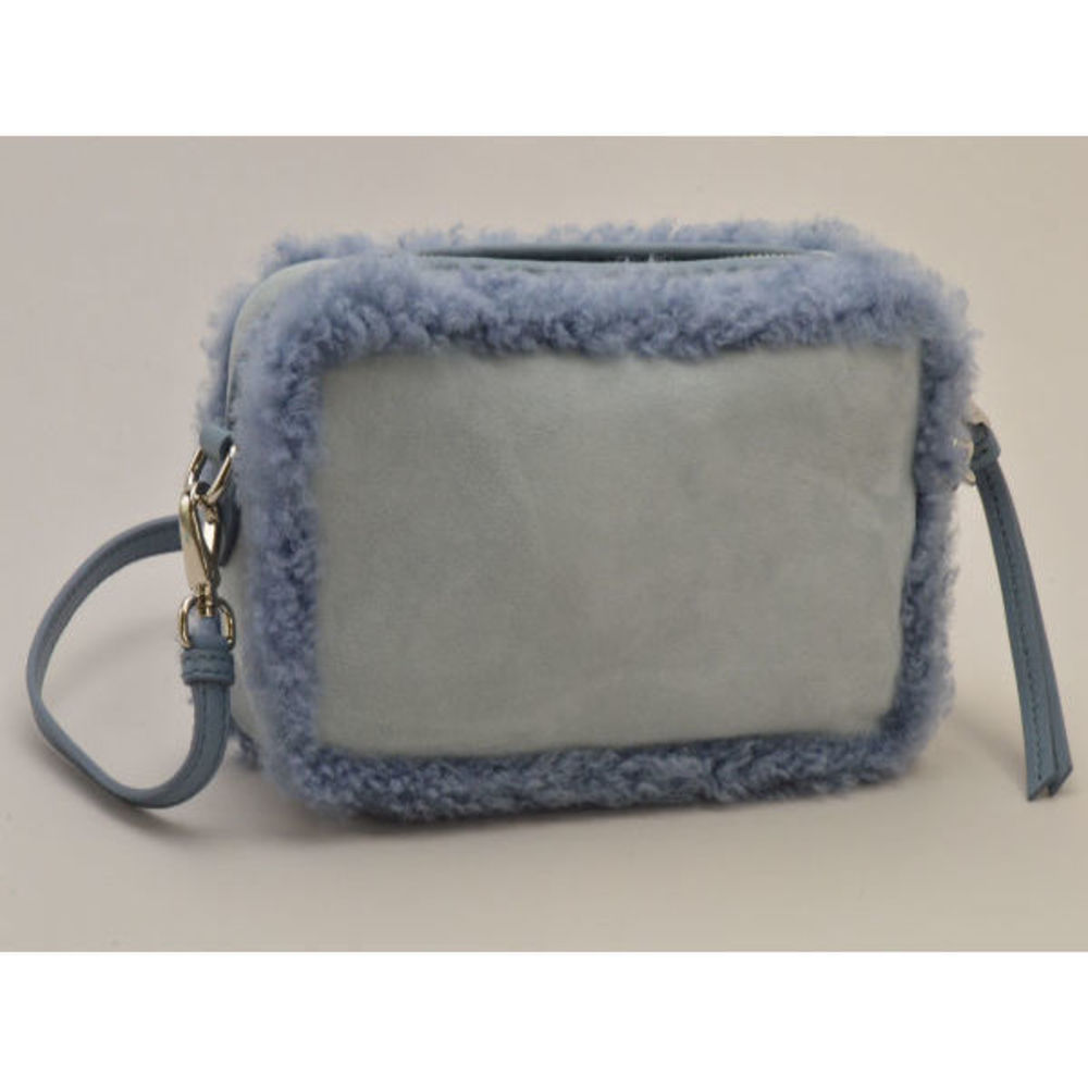 Miu Miu Blue Sheep Shoulder Fur 2-Way Light Shearling Bag